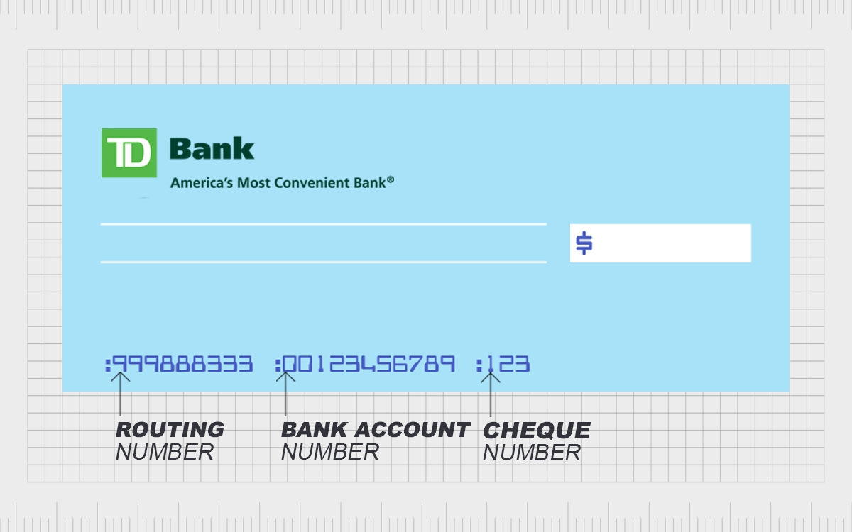 routing number illustration where to find on td bank check